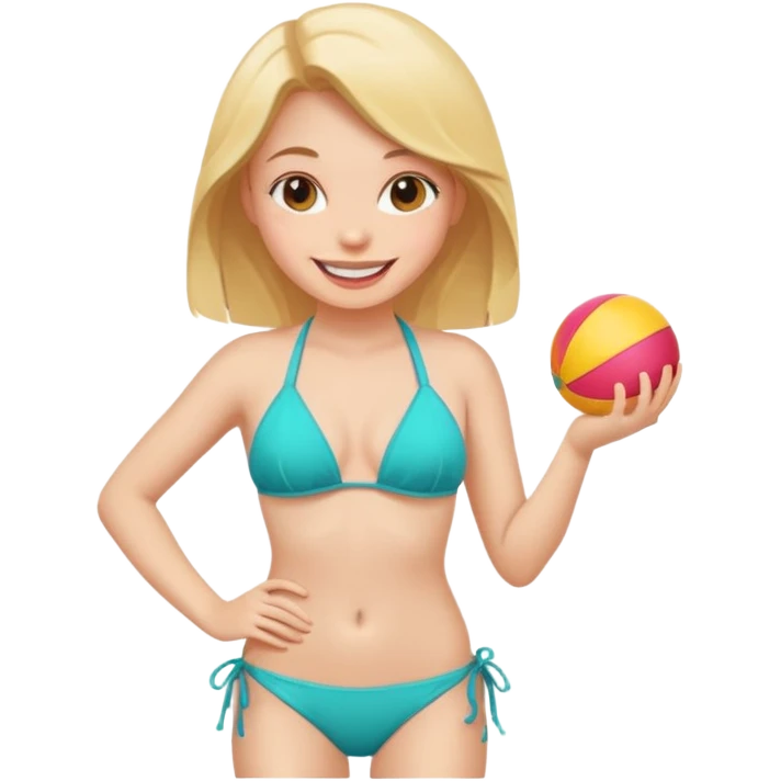 Make a girl showing her boobs off in bikini  emoji