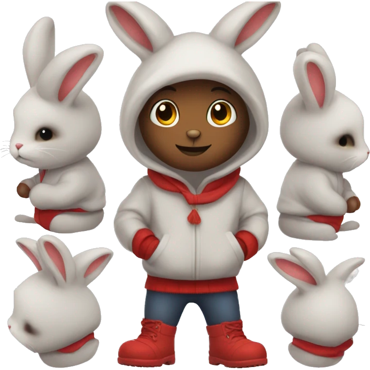 Winter bunny with red outfit emoji