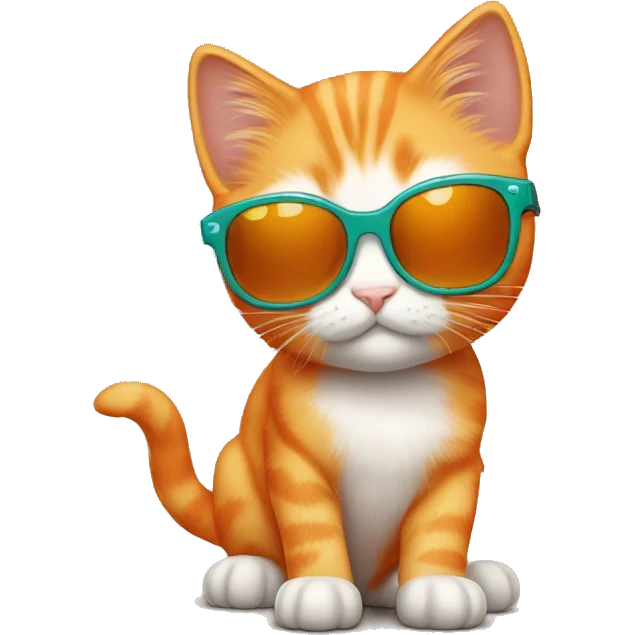 orange kitten with sunglasses  emoji