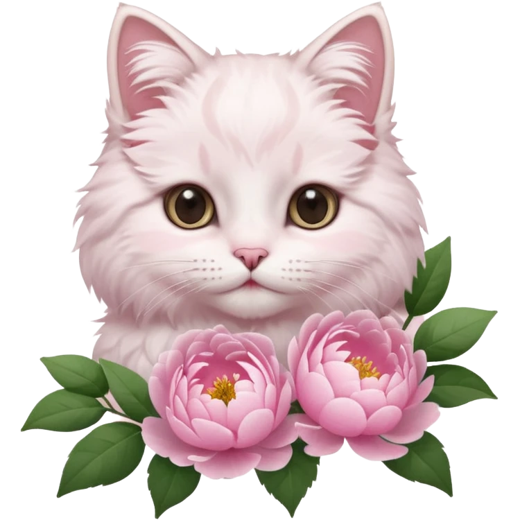 Cute cat Handing pink peonies emoji