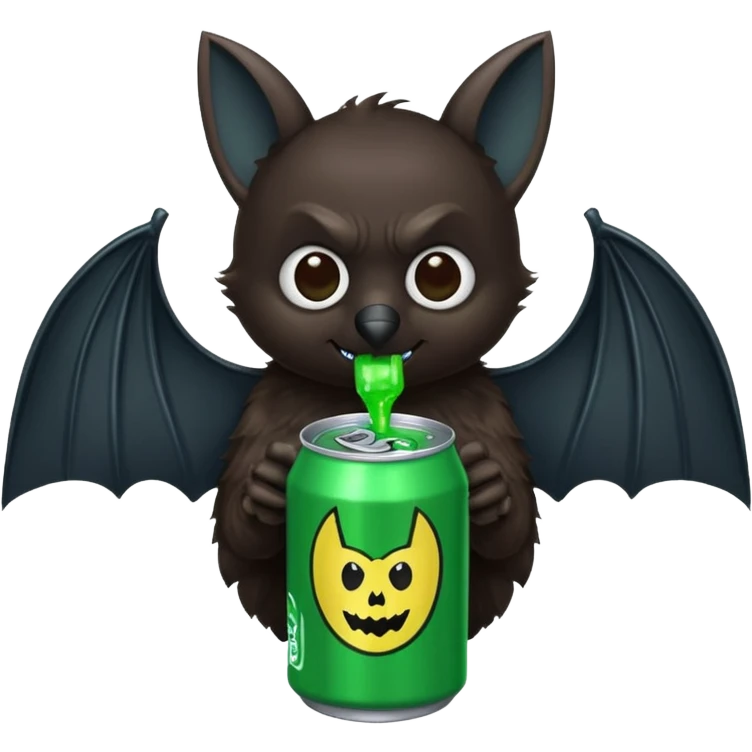 black bat drinkig sprite emoji