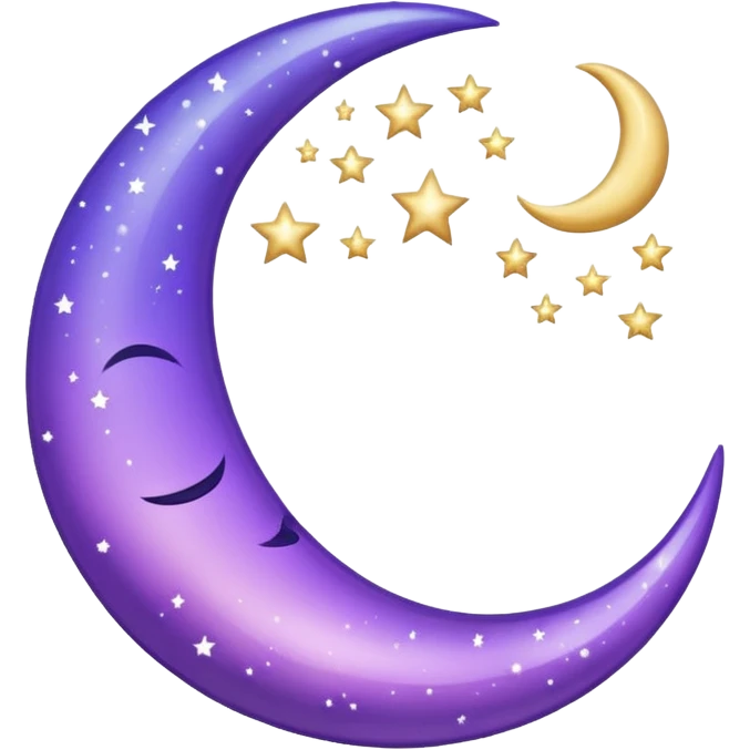 glitter purple and cian crescent moon emoji