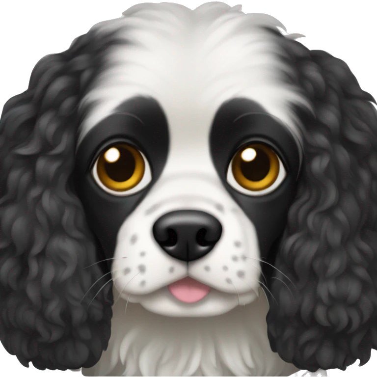 Small completely black king spaniel with black fur on his whole face and white fur on chest emoji