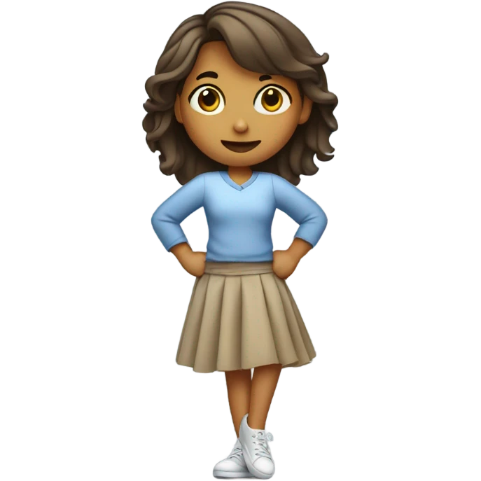 Girl in skirt balancing on one leg emoji