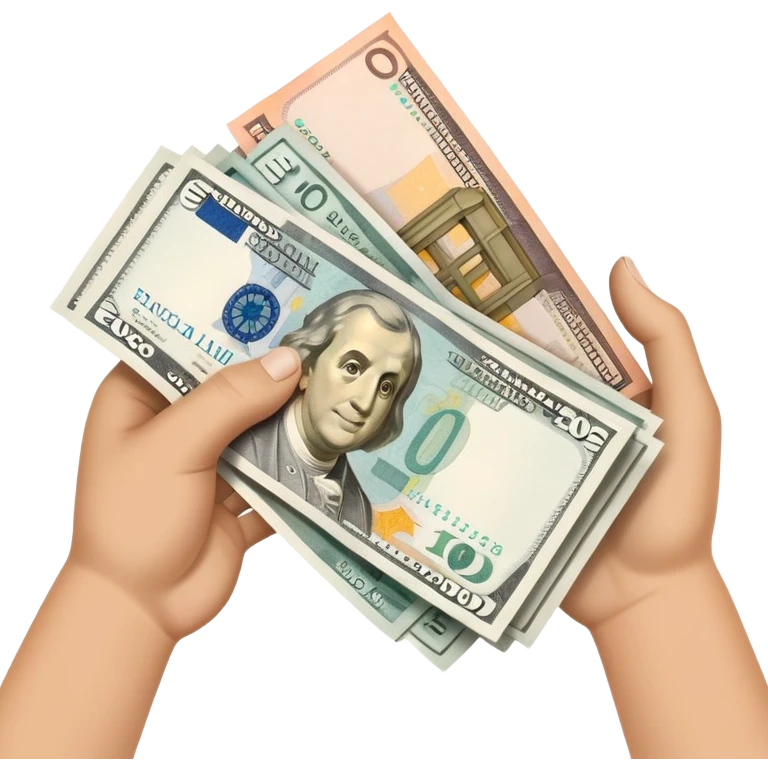 hand giving in euro bank notes exchange with US dollar bank notes emoji