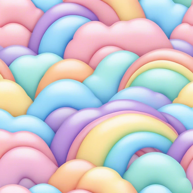 melted pastel rainbow puffy pattern background  emoji