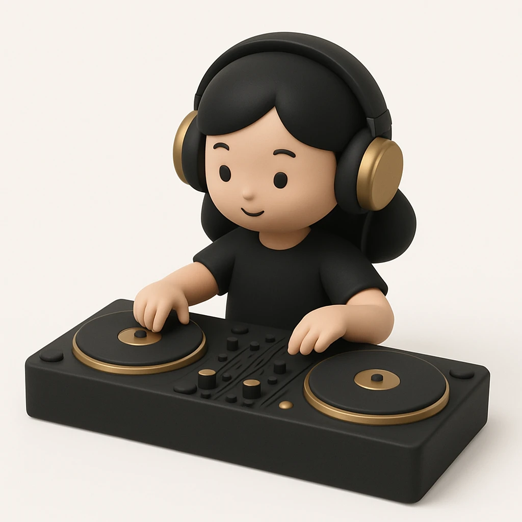 girl playing DJ set emoji
