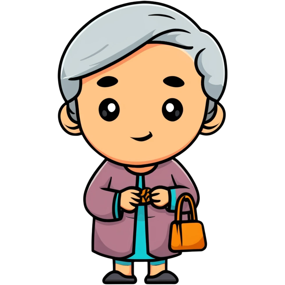 old woman cartoon sticker style emoji