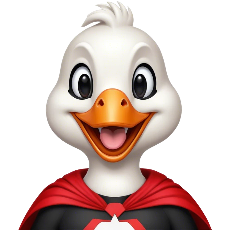 super hero goose laughs in black and red outfit emoji
