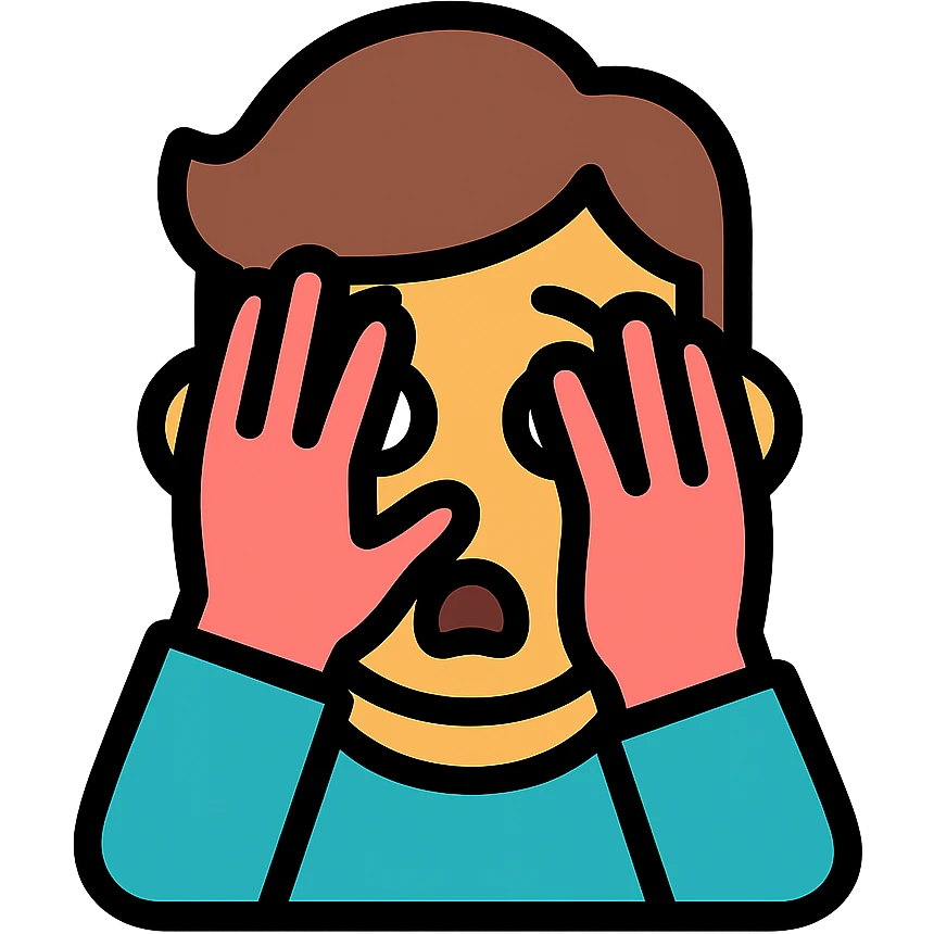 face peeking through hands, scared expression, simple and clear icon emoji