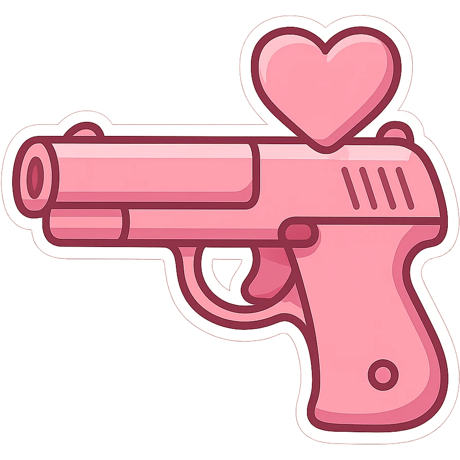 Pink heart pistol, remove background emoji