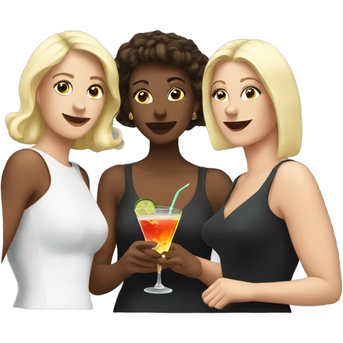 Three white women drinking cocktails emoji