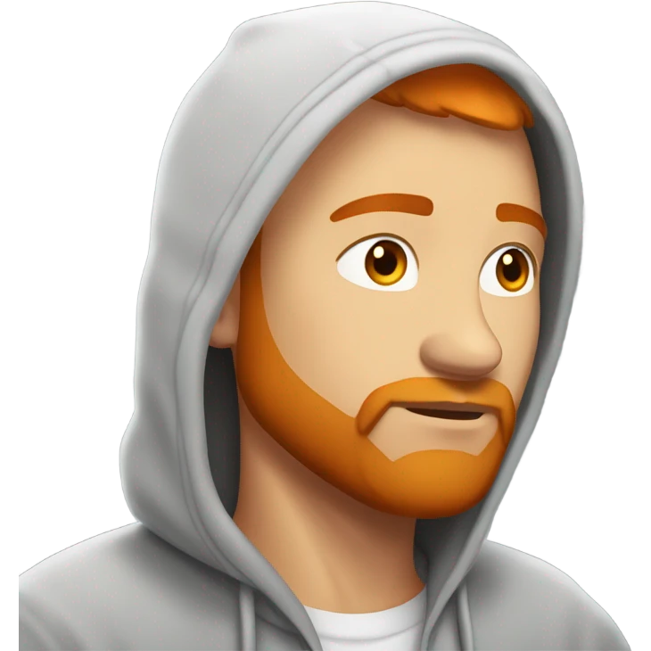 Handsome man with orange beard orange short hairs and 3 days beard wearing a hoodie while he prays emoji