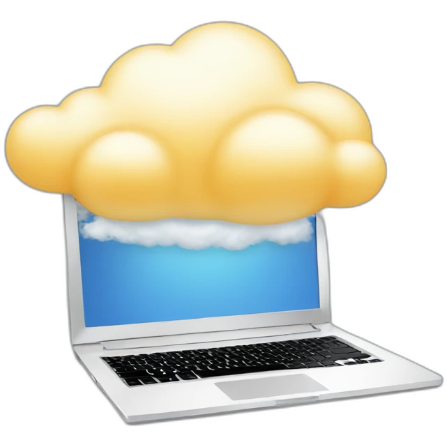 Laptop floating on cloud emoji