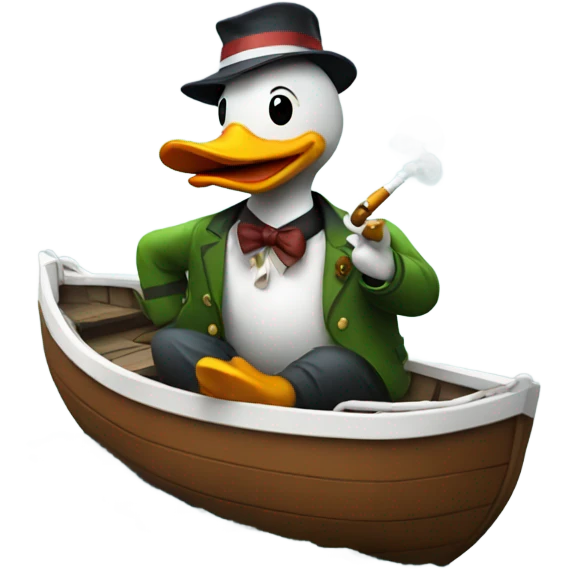 Duck smoking on a boat emoji