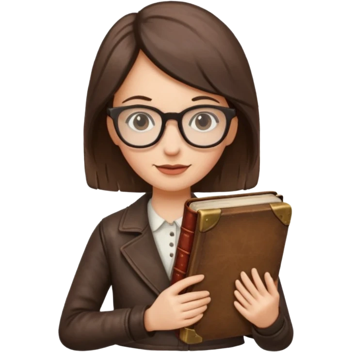 Book Collector — woman + old tome + glasses emoji