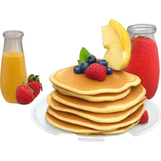 A couple pancakes with some fruit emoji