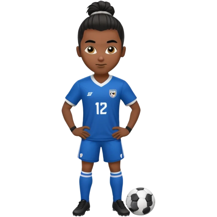 a pretty male bratz footballer. black hair tied in a manbun emoji