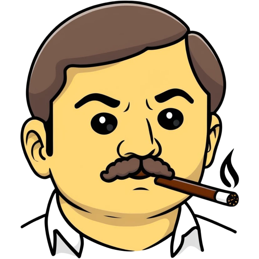 Joaquin El Chapo Guzman with thick mustache smoking weed emoji