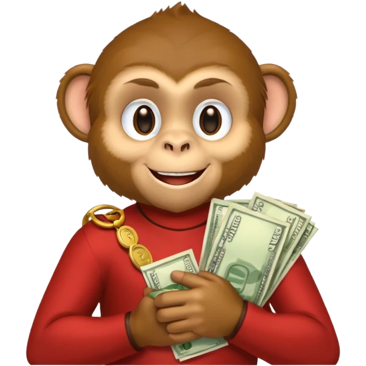 monkey holding money on shoudure emoji