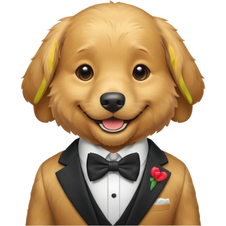 dog with bow in suit. emoji
