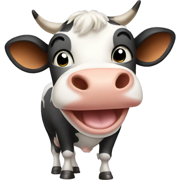 A cow doing stretches emoji