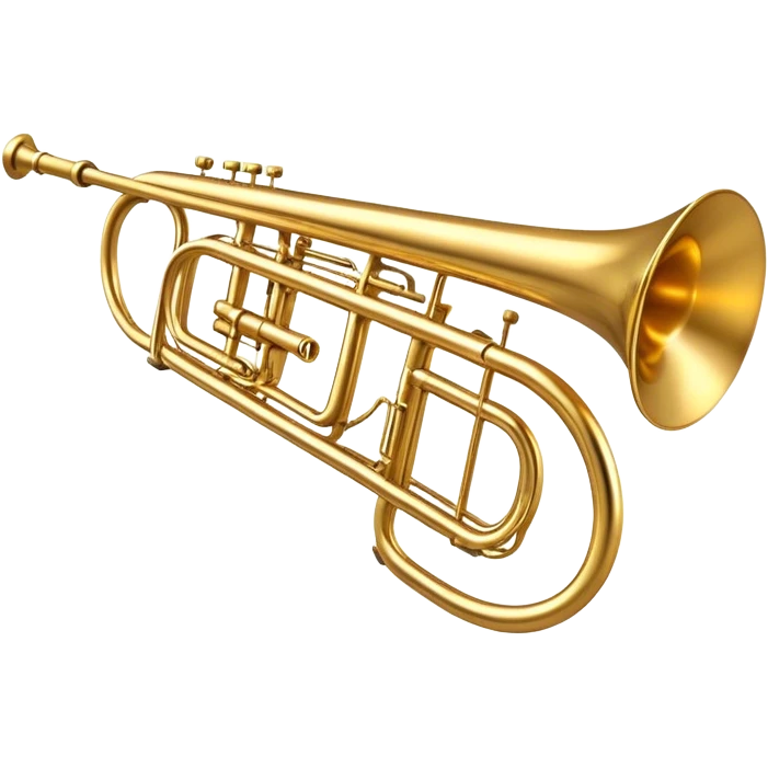 Cinematic Realistic Trombone, sleek brass slide extending dynamically, subtle scratches adding authenticity, warm golden reflections bouncing off the metal, glowing with a bold and resonant musical energy. emoji