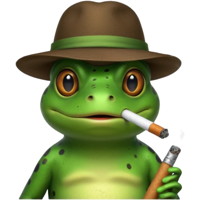 frog with hat smoking a cigarette  emoji
