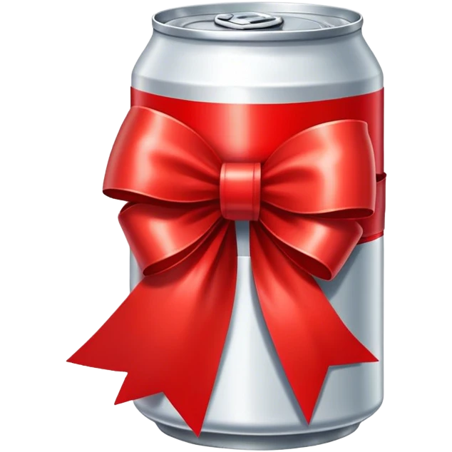A Coca-Cola can with a bow emoji