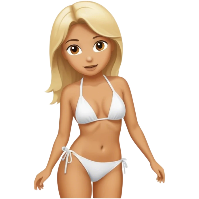 white bikini blonde woman, no face emoji