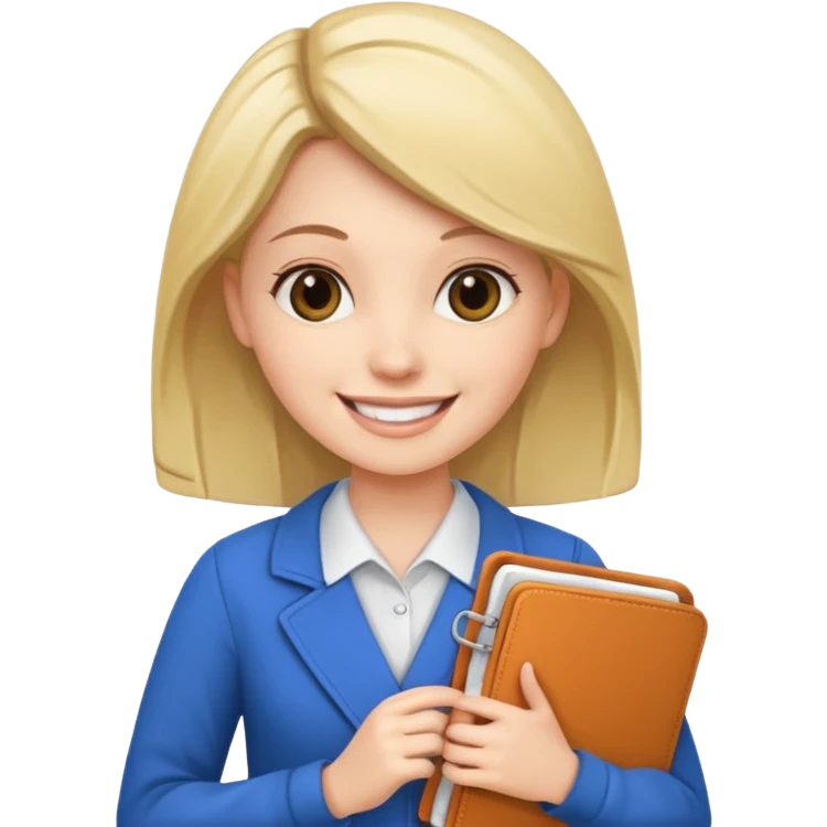 young woman with planner emoji