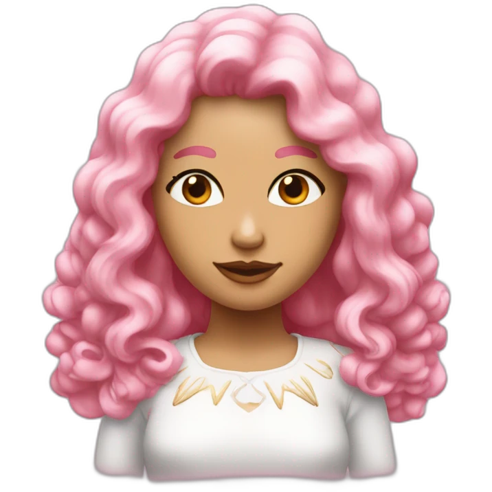 Angele chanteuse avec cheveux blanc et rose emoji
