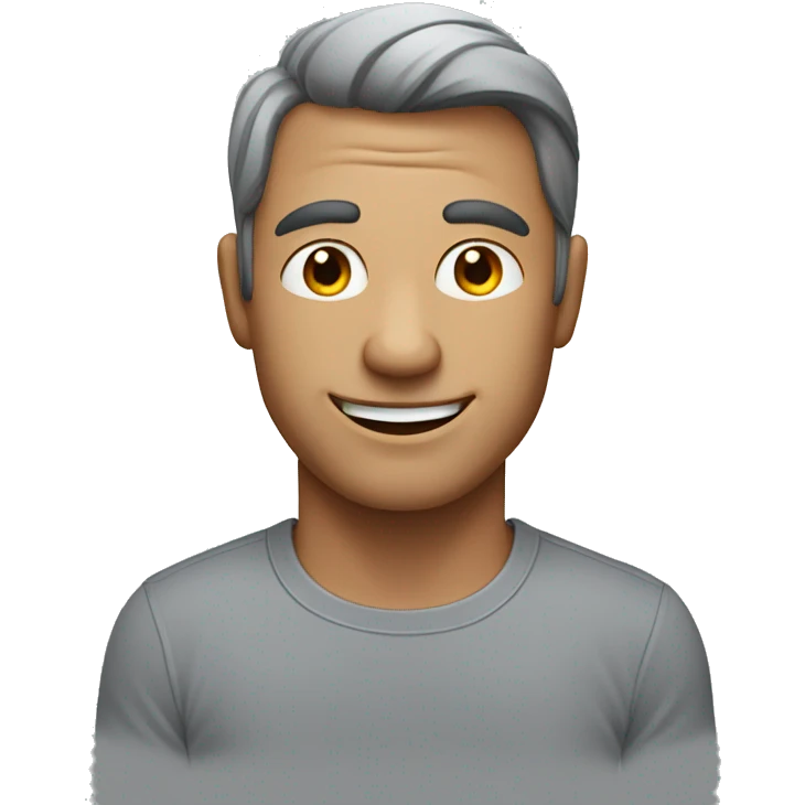 a man with a winking bright skin in a gray T-shirt emoji