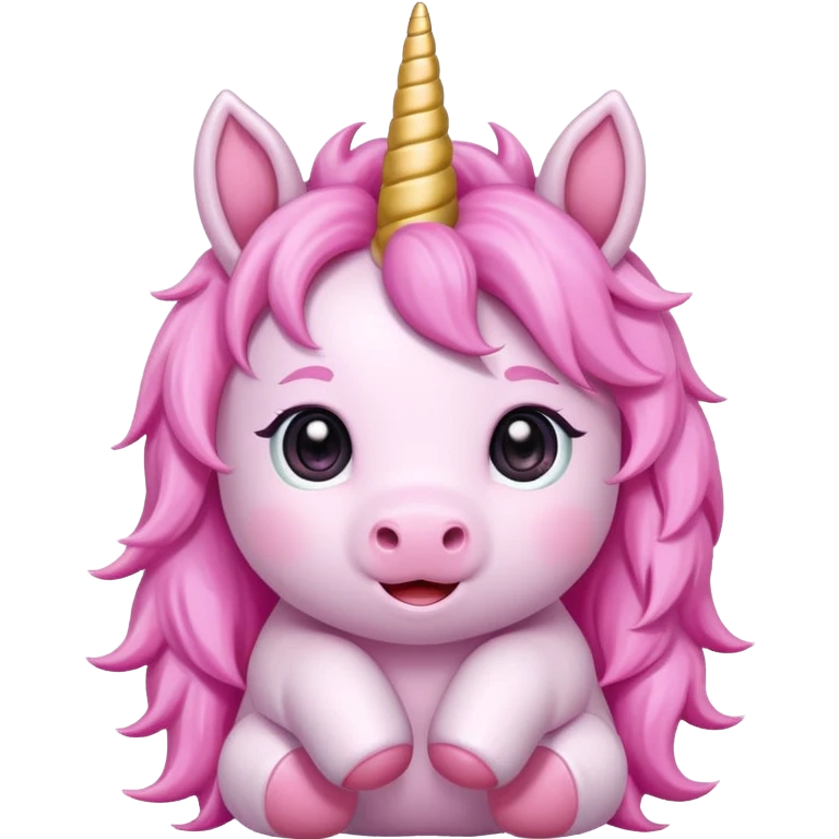 Cute happy anime style pink baby unicorn 
 emoji