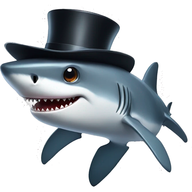 Shark with a top hat emoji