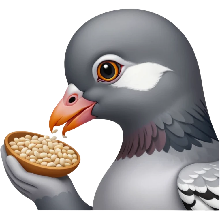 Pigeon wants to eat some grains emoji