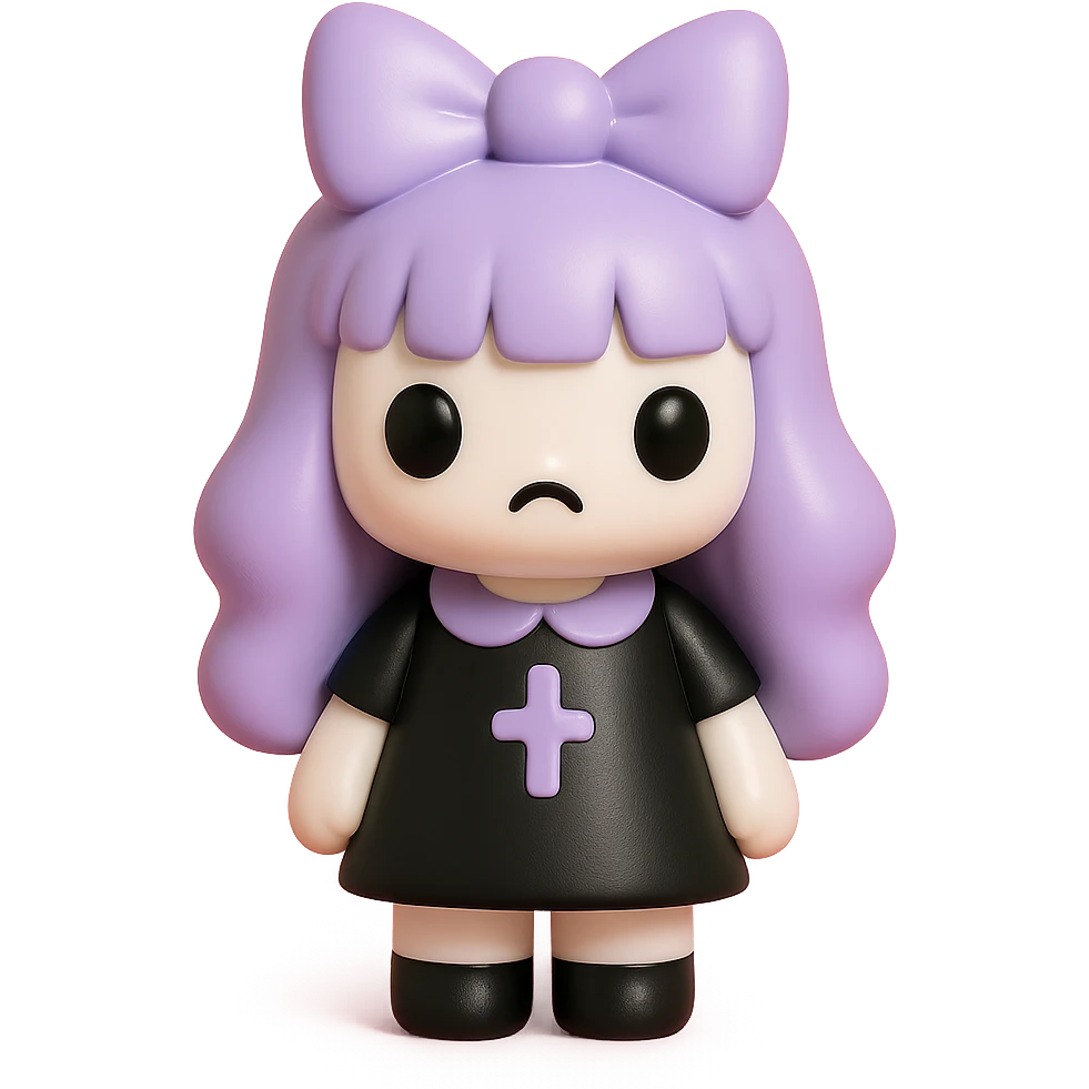 gothic bow, vinyl figure style emoji