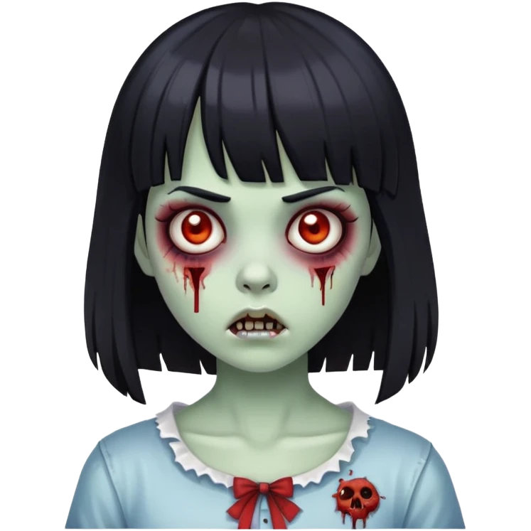 garota zumbi cabelo preto e franja emoji