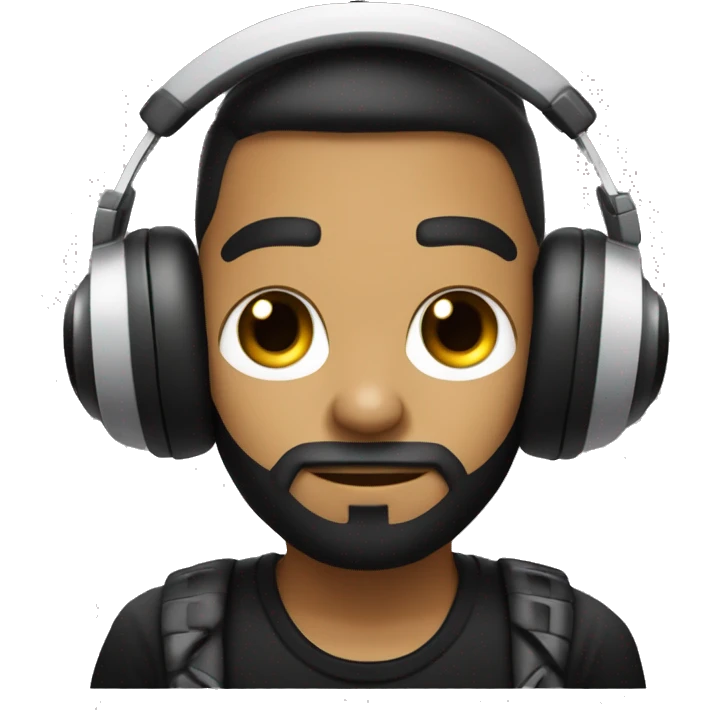 DJ DE PIEL BLANCA CON PELO NEGRO AURICULARES Y CONSOLA DE DJ EN SUS MANOS emoji