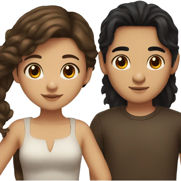 brunette girl brown eyes and mexican boy with black hair emoji
