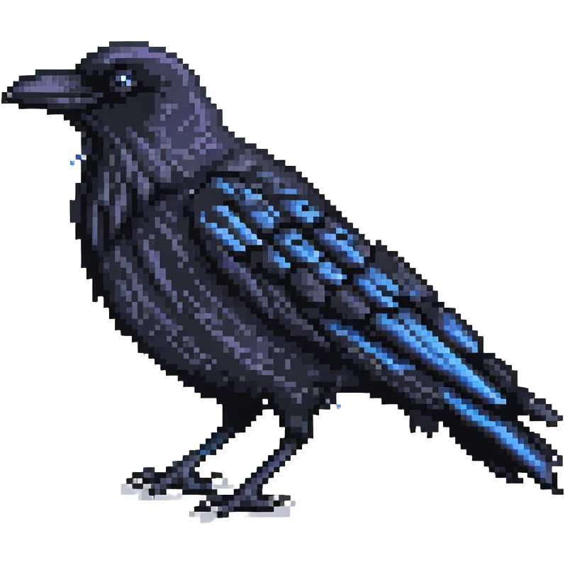 raven in pixel art style emoji