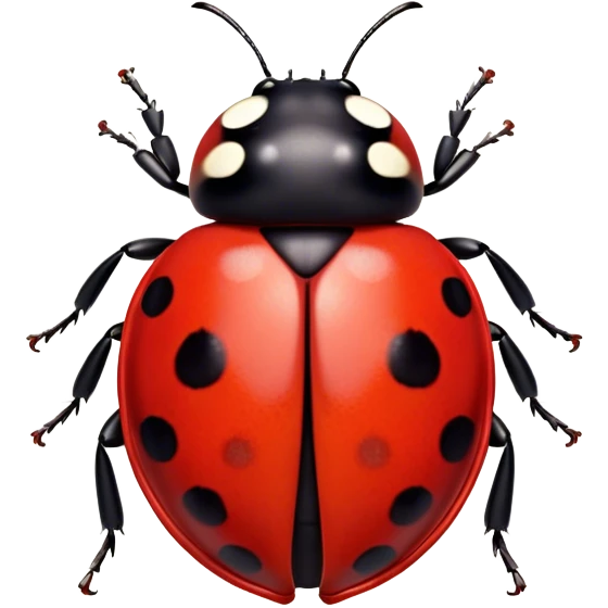 Cinematic Noble Ladybug Portrait Emoji, Poised and charming, with a tiny, rounded red shell adorned with crisp black spots, delicate antennae, and bright, observant eyes, Simplified yet sharply detailed features, highly detailed, glowing with a soft, scarlet radiance, high shine, intelligent and spirited, stylized with an air of natural whimsy, focused and alert, soft glowing outline, capturing the essence of a watchful ladybug that appears ready to scuttle out of the screen with effortless grace! emoji