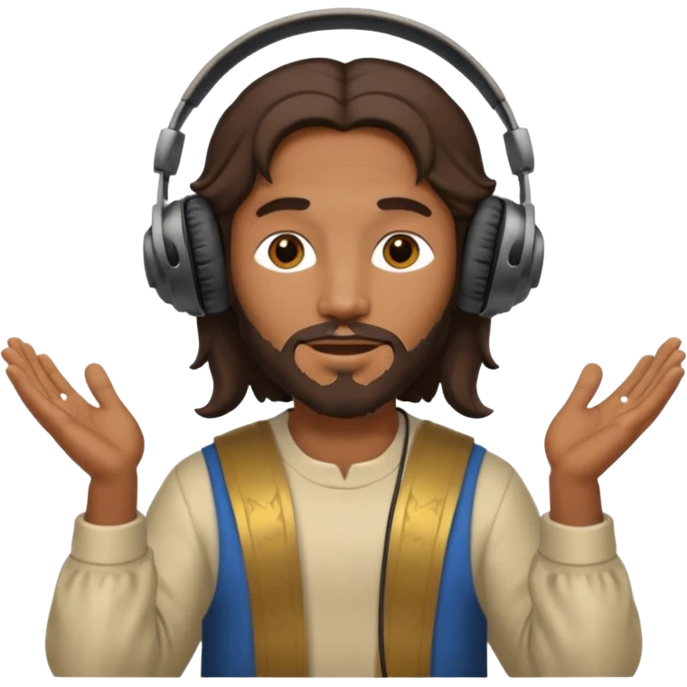 African American Jesus Christ giving someone a pair of headphones emoji