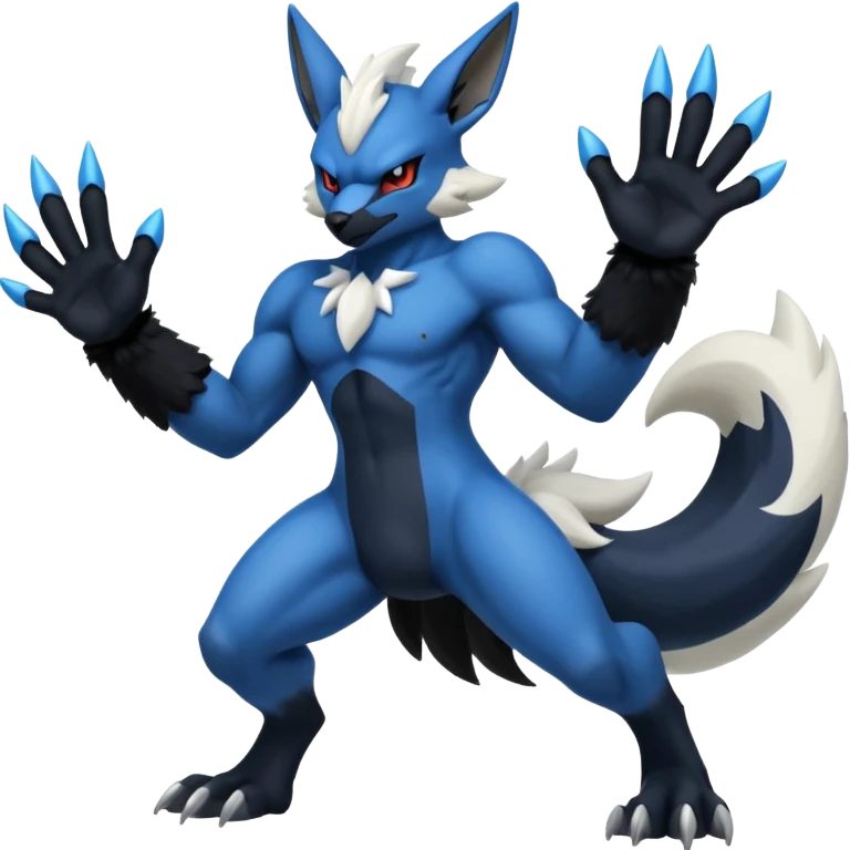 Mega lucario and mega Absol fusion full body four legs emoji