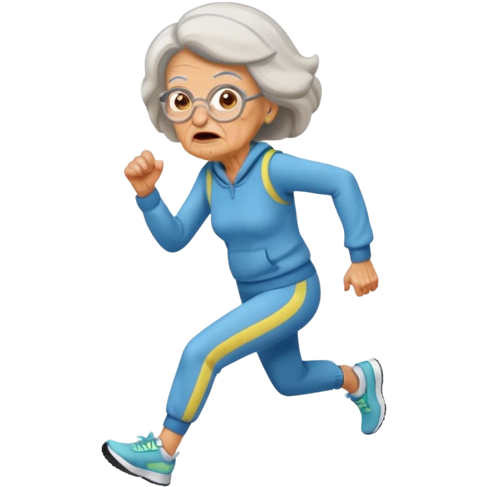 grumpy old lady running and chasing spongebob emoji