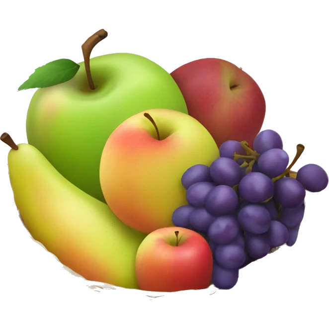 Fruit basket with only apples pears and grapes emoji