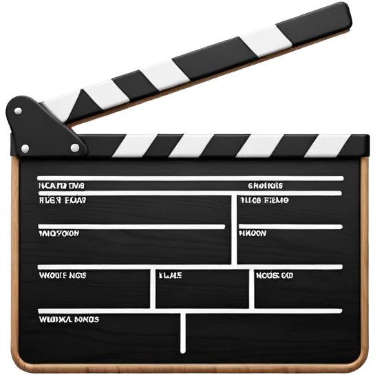 Ultra simplified movie clapper with black and white colors, two simple rectangles with a diagonal line emoji