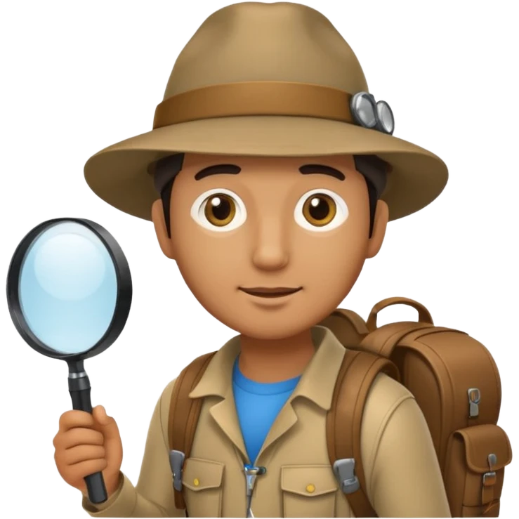 Explorer Man with backpack and magnifying glass emoji