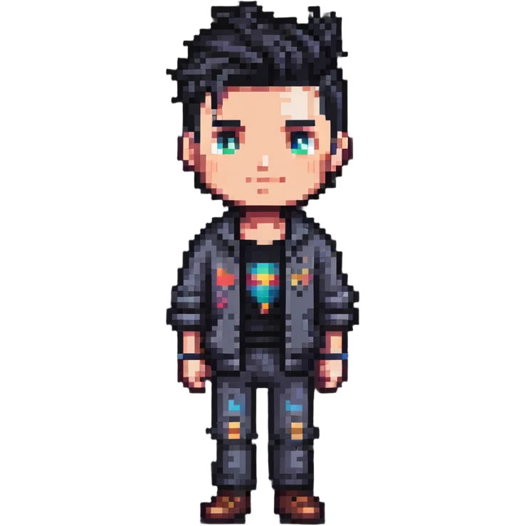 modern pixel art male character with contemporary clothing and hairstyle emoji