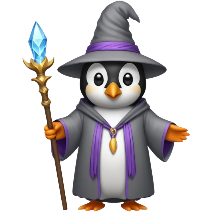 penguin wizard with a staff emoji